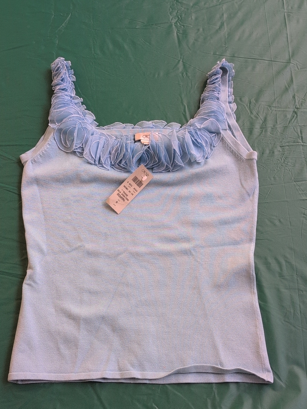 Cache Light Blue Ruffle-Trim Camisole